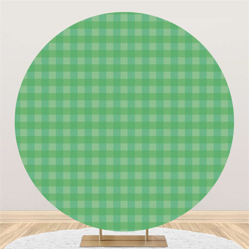 Aperturee Green Checkered Pattern Round Birthday Party Backdrop