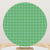Aperturee Green Checkered Pattern Round Birthday Party Backdrop