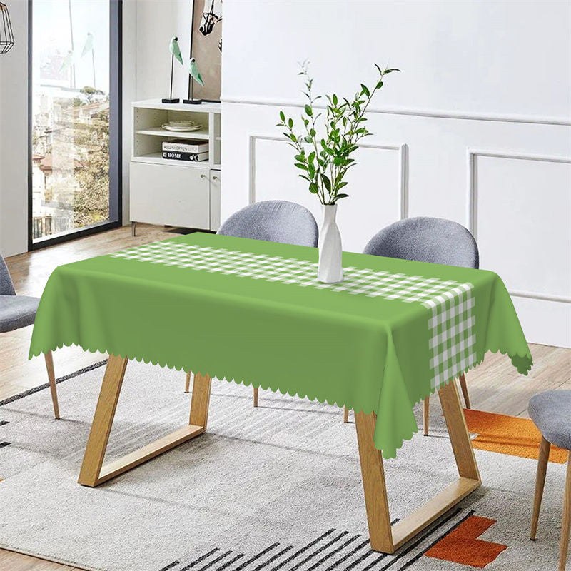 Aperturee - Green Checkered Rectangle Tablecloth For Picnic