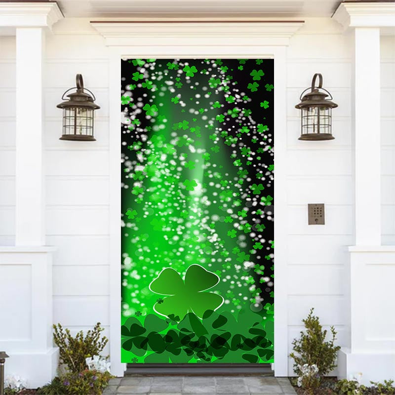 Aperturee - Green Clover Bokeh St Patricks Day Spring Door Cover