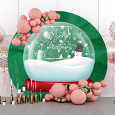 Aperturee - Green Crystal Ball Snowman Circle Christmas Backdrop