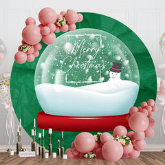 Aperturee - Green Crystal Ball Snowman Circle Christmas Backdrop