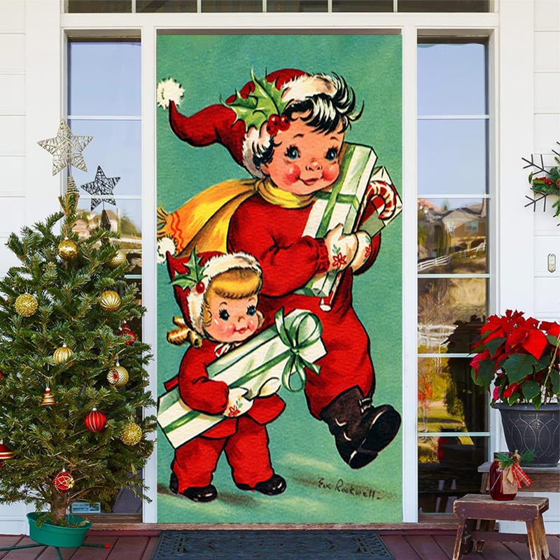 Aperturee - Green Cute Children Gift Merry Christmas Door Cover
