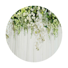 Aperturee - Green Flower White Circle Wedding Backdrop For Party