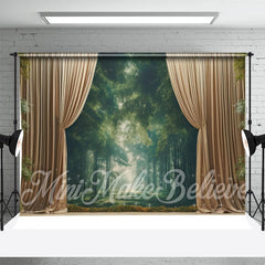 Aperturee - Green Forest Curtain Birthday Cake Smash Backdrop