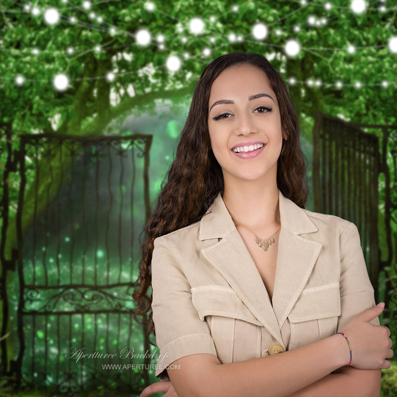 Aperturee - Green Forest Light Door Spring Photoshoot Backdrop