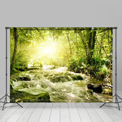 Aperturee - Green Forest Stream Natural View Spring Backdrop