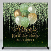 Aperturee - Green Glitter Balloon Black Custom Birthday Backdrop
