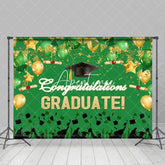 Aperturee - Green Gold Bachelor Cap Balloon Graduation Backdrop