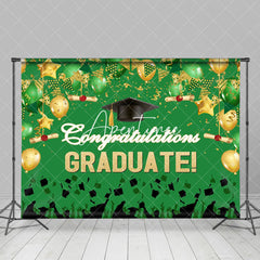 Aperturee - Green Gold Bachelor Cap Balloon Graduation Backdrop