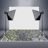 Aperturee - Stone Road With Green Grass Texture Rubber Floor Mat