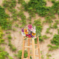Aperturee - Green Ivy Leaves Brick Wall Photography Background