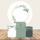 Aperturee Green Leaf Gold White Birthday Party Backdrop Kit
