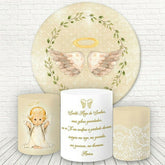 Aperturee Green Leaves And Angle Round Baby Shower Backdrop Kit