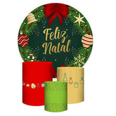 Aperturee Green Leaves And Red Round Chrismas Day Backdrop Kit