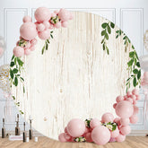 Aperturee - Green Leaves And White Wood Round Birthday Backdrop