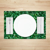 Aperturee - Green Leaves Fabric Spring Dining Set Of 4 Placemats