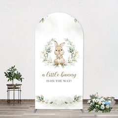 Aperturee - Green Leaves Little Bunny Arch Baby Shower Backdrop