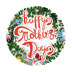 Aperturee - Green Leaves Round Red Happy Mothers Day Backdrops
