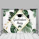 Aperturee - Green Leaves Wood Graduation Party Photo Backdrop
