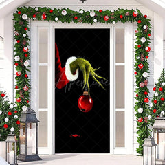 Aperturee - Green Monster Paw Black Simple Christmas Door Cover