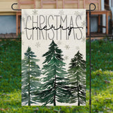 Aperturee - Green Pine Trees Snowflake Christmas Garden Flag