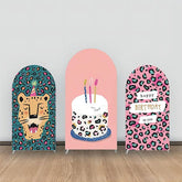 Aperturee - Green Pink Cake Leopard Birthday Arch Backdrop Kit