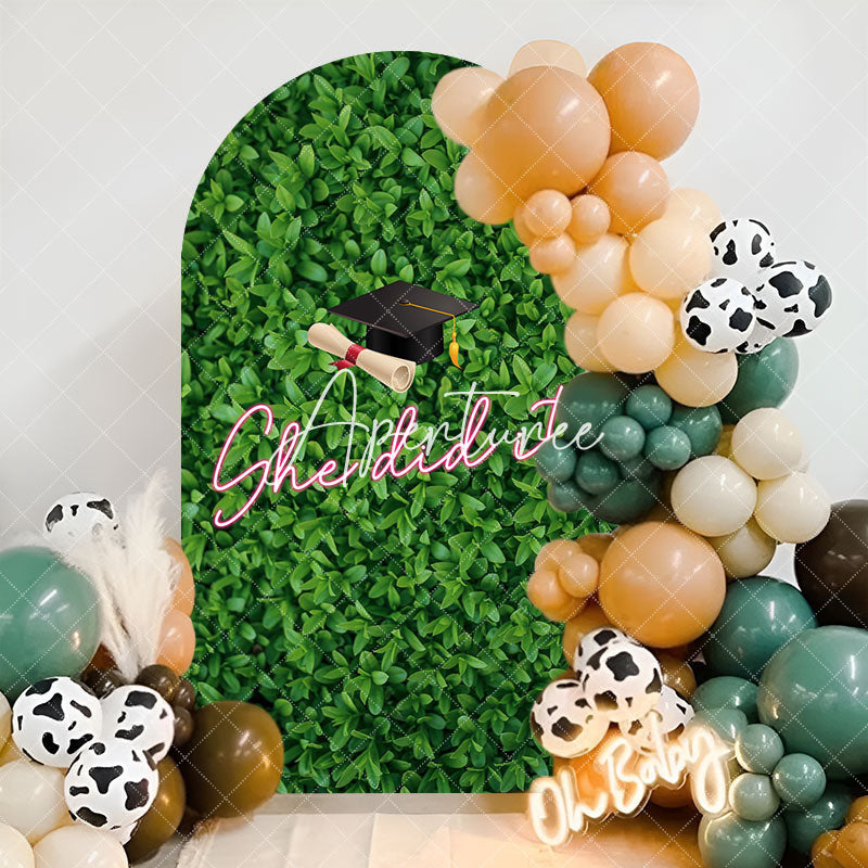 Aperturee - Green Plant Leaf Spring Arch Backdrop For Graduation