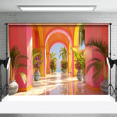 Aperturee - Green Plant Pink Wall Summer Backdrop For Photograph