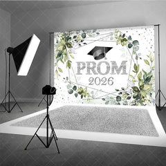 Aperturee - Green Plant Silver Dots Prom 2026 Dance Backdrop