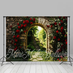 Aperturee - Green Plants Red Floral Back Garden Spring Backdrop