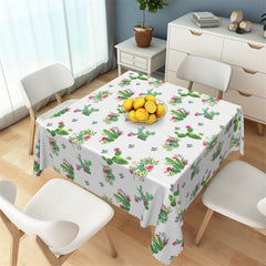 Aperturee - Green Prickly Cactus Floral Repeat Square Tablecloth