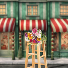 Aperturee - Green Red Christmas House Backdrop For Photography