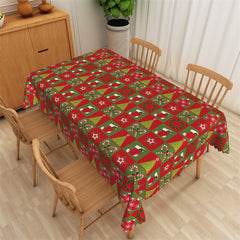 Aperturee - Green Red Plaid Christmas Tree Decorative Tablecloth