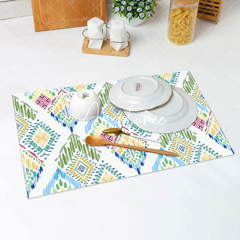 Aperturee - Green Seamless Pattern Simple Set Of 4 Placemats