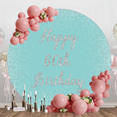 Aperturee - Green Silver Glitter Round 60th Birthday Backdrop