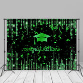 Aperturee - Green Stars Ribbon Glitter Black Grad Photo Backdrop