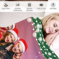 Aperturee - Green Trees Custom Photo Merry Christmas Blanket