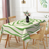 Aperturee - Green Twisted Lines Pattern Rectangle Tablecloth