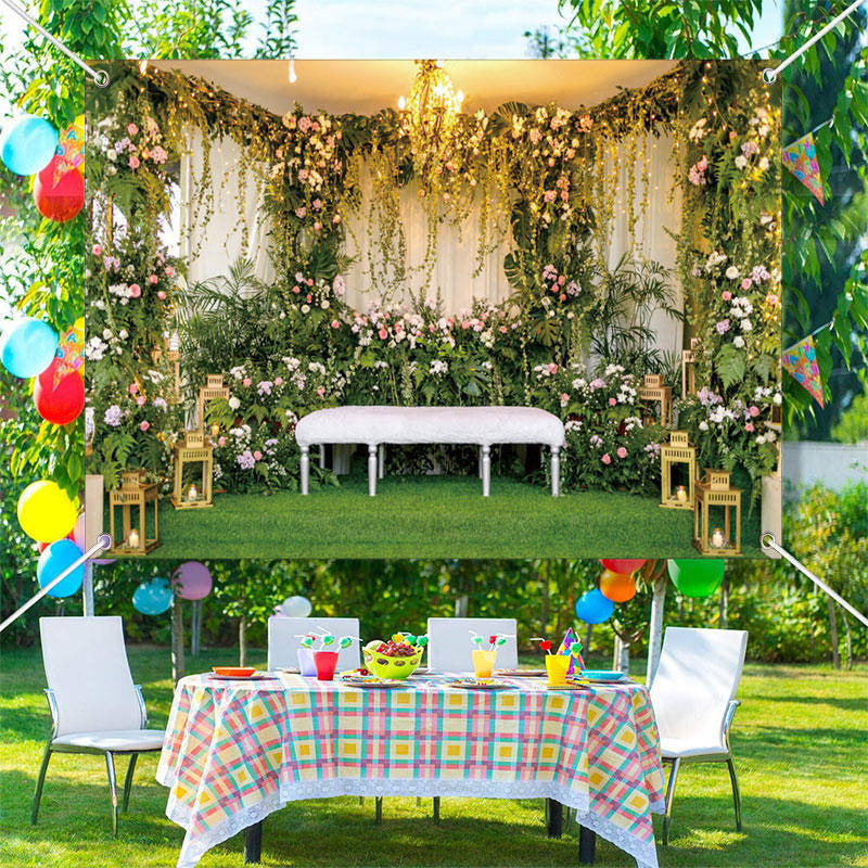 Aperturee - Green Vines Leaves Floral Hall Wedding Backdrop