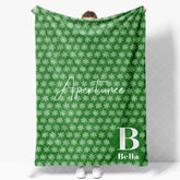 Aperturee - Green White Snow Winter Christmas Custom Name Blanket