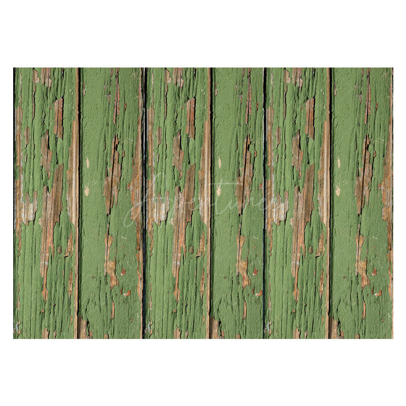 Aperturee - Green Worn Wood Plank Fence Photo Rubber Floor Mat