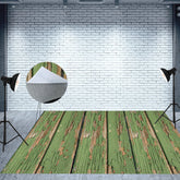 Aperturee - Green Worn Wood Plank Fence Photography Floor Mat