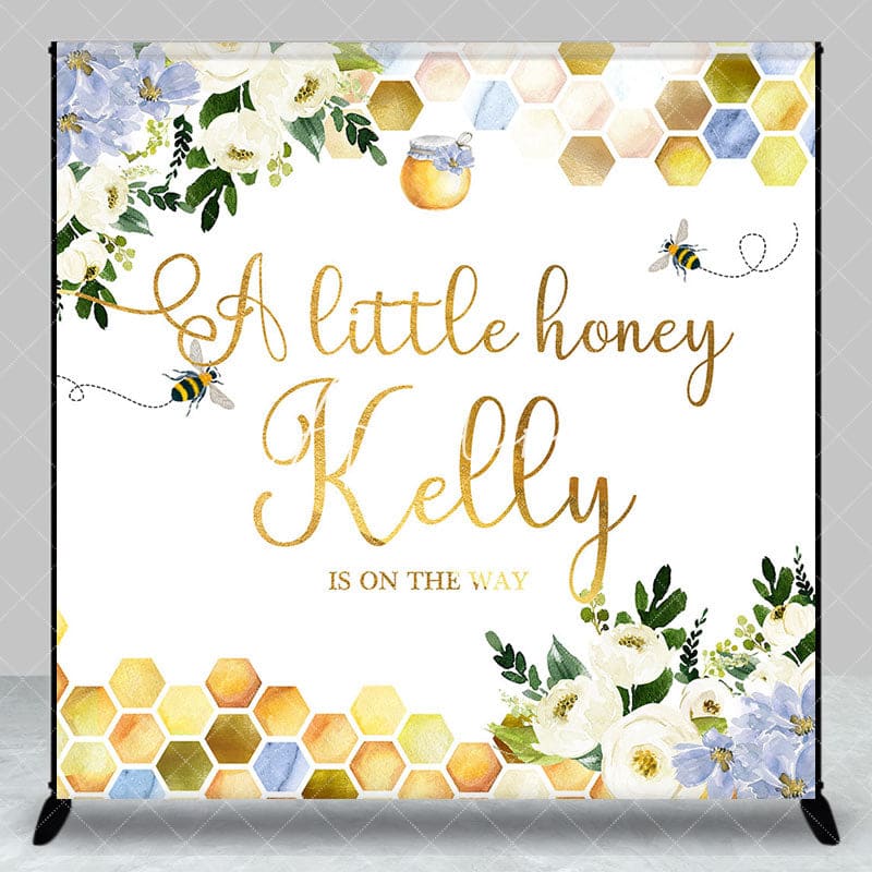 Aperturee - Greenery Bee Little Honey Custom Baby Shower Backdrop