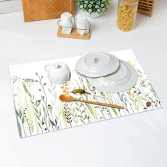 Aperturee - Greenery Floral Leaves Spring Set Of 4 Placemats