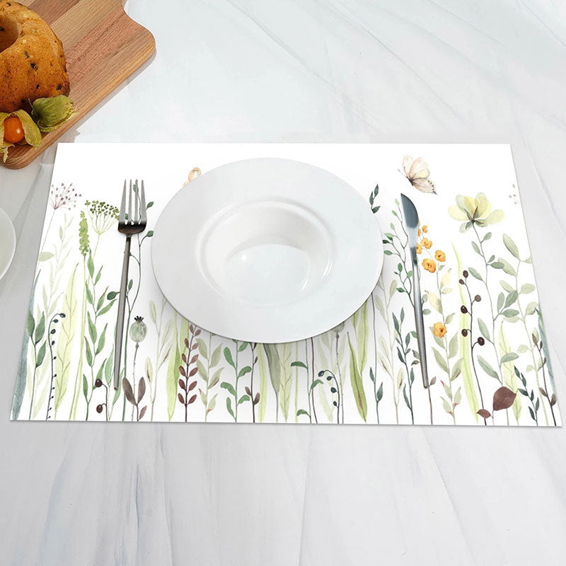 Aperturee - Greenery Floral Leaves Spring Set Of 4 Placemats