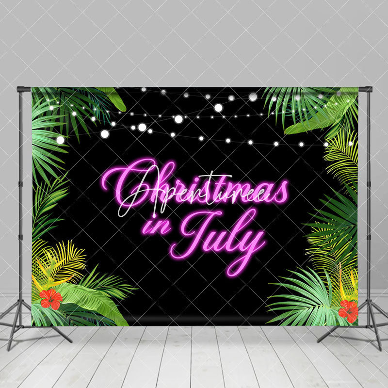 Aperturee - Greenery Floral Pink Neon Christmas In July Backdrop