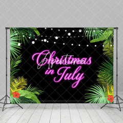Aperturee - Greenery Floral Pink Neon Christmas In July Backdrop