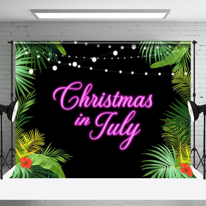 Aperturee - Greenery Floral Pink Neon Christmas In July Backdrop