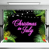 Aperturee - Greenery Floral Pink Neon Christmas In July Backdrop